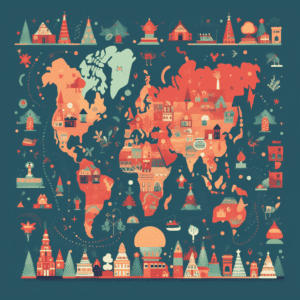 Muted color map with various holiday images